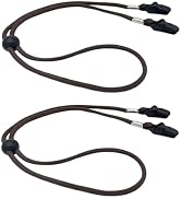 2Pcs Black Hat Chin Cord, Adjustable Strap Clips Windproof Lanyard on Bag Holder for Travel Keepe...