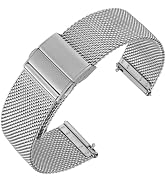ANNEFIT Mesh Metal Watch Band, 316L Stainless Steel Watch Strap, Quick Release Replacement Bracel...
