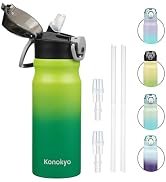 Konokyo Insulated Water Bottle with Straw and Carry Loop,18 oz Stainless Steel Double Wall Vaccum...