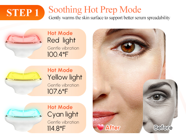 Warming facial massage wand to soothe loose skin tension and boost lotion absorption at night.