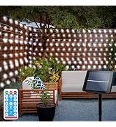 echosari Solar Powered Curtain Lights 33ftx 3ft 500 LED Outdoor Curtain Lights Waterproof with Ti...