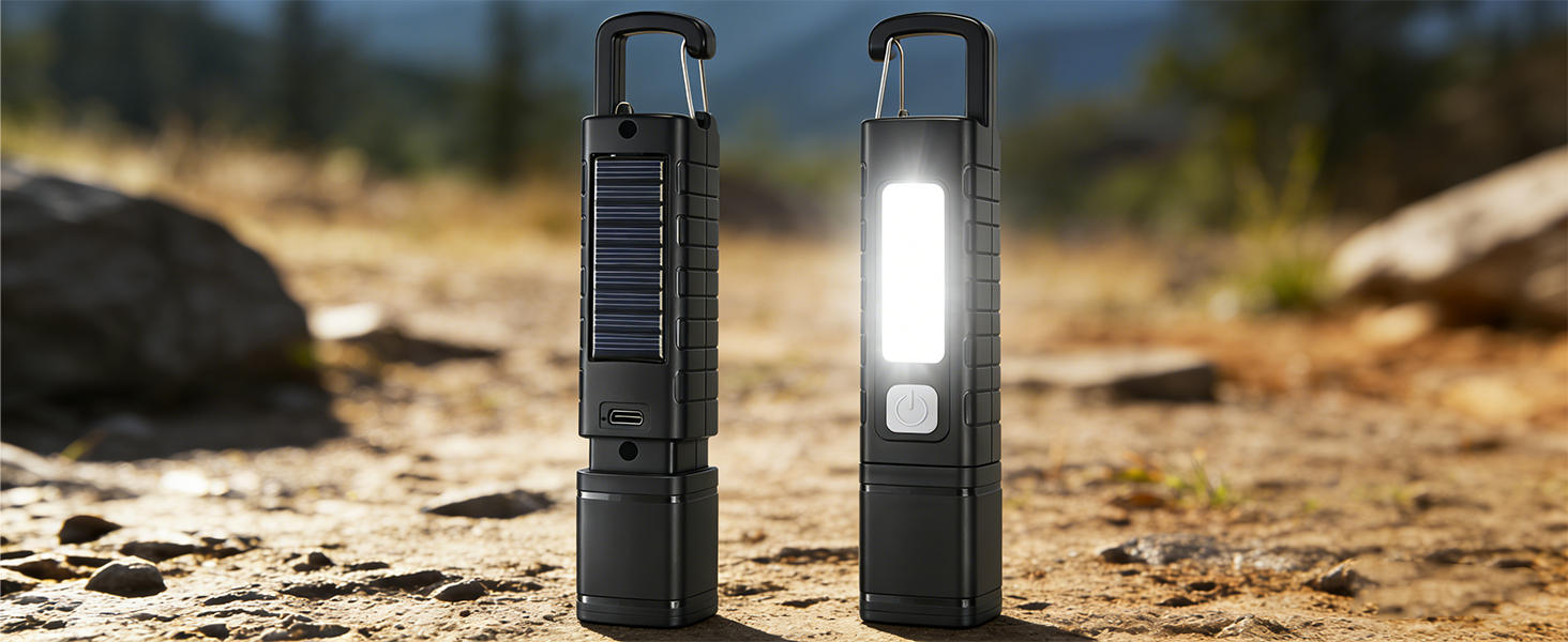 Solar Flashlight, Rechargeable Zoomable LED Flashlight