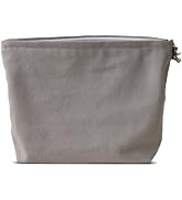 HAPPYHEIDI Canvas Pouch for Travel, Accessory Tool Bag, Solid Gray, Cotton Blend, Zipper Closure,...