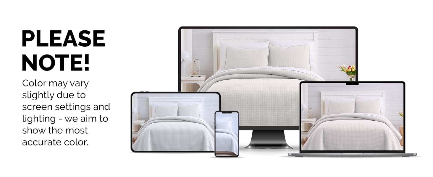 Twin size quilt set in white with lightweight microfiber and clean bed styling