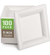 Gezond 100 Pack Compostable Square Paper Plates 6 Inch Disposable Paper Plates Heavy Duty Square ...