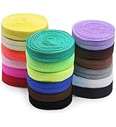 SEMINI 32 Yards FOE Fold Over Elastic Ribbon 5/8 Inch 15mm Shiny Color, Colored Stretch Elastic f...