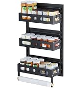 TripleLife Refrigerator Organizer, Adjustable Multipurpose Magnetic Spice Rack, 3 Tier Foldable S...