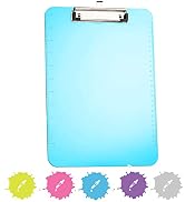 Plastic Clipboard Standard Size Blue, Translucent Low Profile Clip Board, Hangable Clipboard, 12....