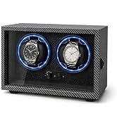 RQQM Automatic Watch Winder for Men and Women, Dual Watch Winder with Quiet Motor, Wood Grain Cas...