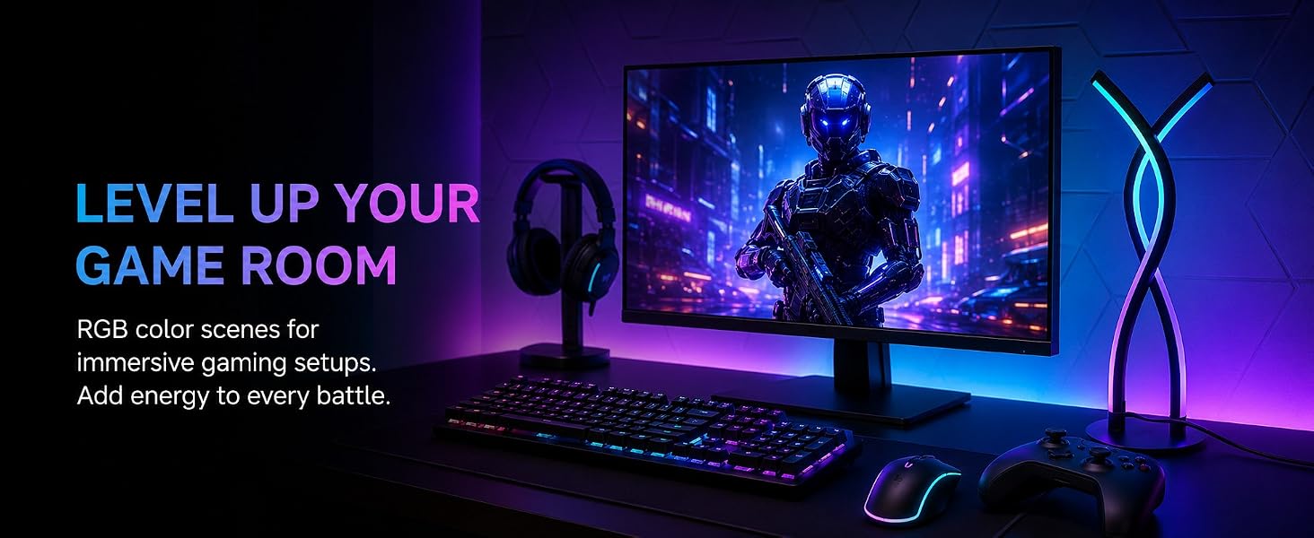 RGB LED table lamp, customizable colors to enhance every gaming session.