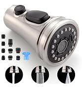 Kitchen Faucet Spray Head Replacement - Pull Down Faucet Sprayer Head with 15 Adapters, 3-Functio...