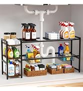 Housolution Expandable Under Sink Cabinet Organizer Rack and Storage Shelf | 24"-37.8" Expandable...