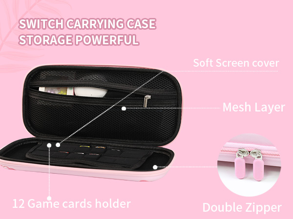 Cute Switch 2 Carrying Case, Kawaii Cat Travel Carry Case with Shoulder Strap