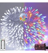 Multicolor to Cool White Color Changing 200 LED 66FT Christmas String Lights for Outdoor&Indoor, ...