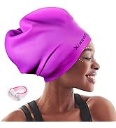 Keary Extra Large Swim Cap for Braids and Dreadlocks Extensions Weaves Long Hair, Waterproof Sili...