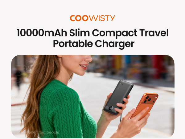 2026 Upgraded 10000mah Slim Travel Portable Charger-Black