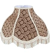 Aspen Creative 30309 Scallop Bell Shape Spider Construction Lamp Shade in Brown with Beige Trim, ...