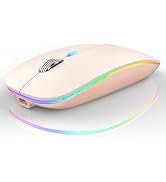 Uiosmuph LED Wireless Mouse, G12 Slim Rechargeable Silent Mouse, 2.4G Portable USB Optical Wirele...