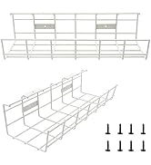 COYACOOL Under Desk Cable Tray - 2 Pack Cable Raceway for Wire Management. Metal Wire Organizer f...