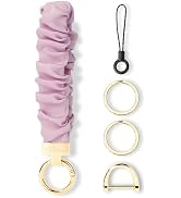 WEESMILE Keychain Wristlet, Stretchy Key Chain for Car Keys with D ring, Cute Scrunchie Wrist Bra...