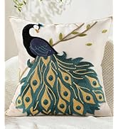 Kokaaee Embroidered Throw Pillow Cover 18x18 Inch - Summer Boho Decorative Animal Pillow Covers w...