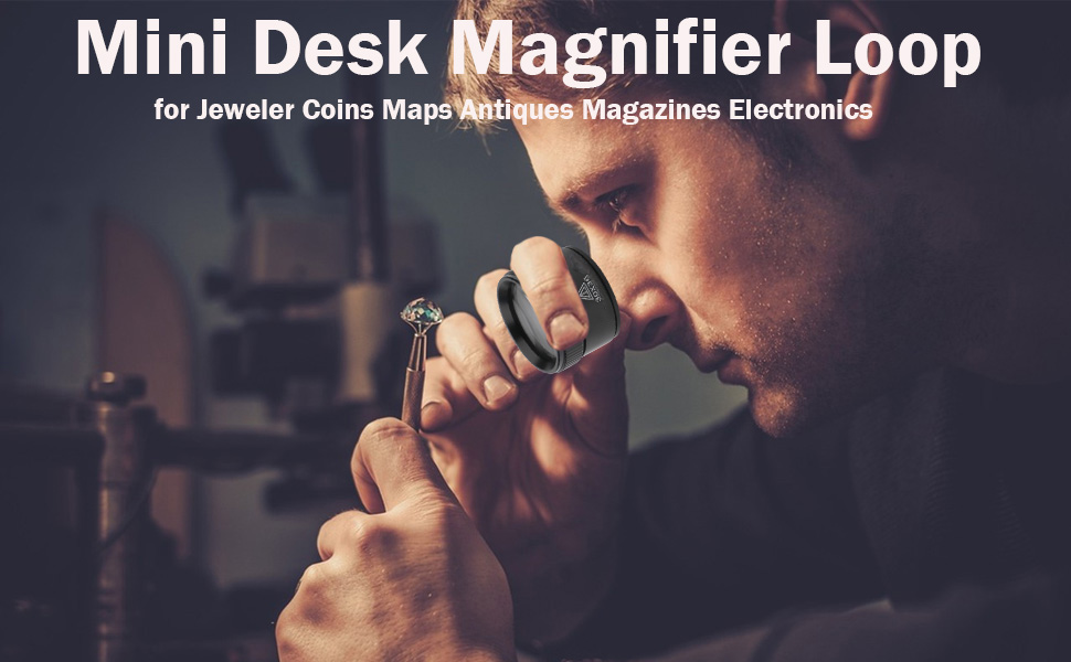 Mini Desk Magnifier Loop for Jeweler Coins Maps Antiques Magazines Electronics