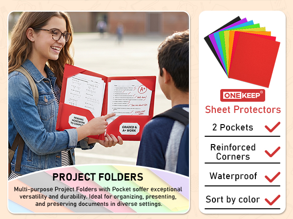 plastic folders with pockets