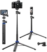 Kaitezenz Selfie Stick Tripod for Gopro Camera, 62" Extendable Tripod Stand with 360° Ball Head 1...