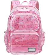 BrainyBees Clear Backpack for Girls, 15 Inch Heavy Duty Transparent Bookbag for Kindergarten to 2...