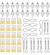 200Pcs Shade Sail Fixing Kit, Sun Shade Hardware Kit 6 inch for Triangle Rectangle Sun Shade Sail...
