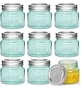 ANOTION Mason Jars 8 OZ, Set of 8 Canning Jars Spice Jars Glass Jar with Lid Small Colored Mason ...