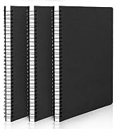 EUSOAR Spiral Lined Notebook, B5 3packs 7.3"x10.2" 120 Pages Black Hardcover Ruled Travel Writing...