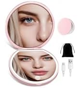 SisKokoro Compact Mirror with Light, Rechargeable 40X Magnifying Mirror with 3 Lighting Modes & D...
