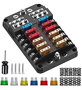 Marine Fuse Block 12v Fuse Box: 12Way Boat Fuse Panel 12v Power Distribution Block with LED Warni...
