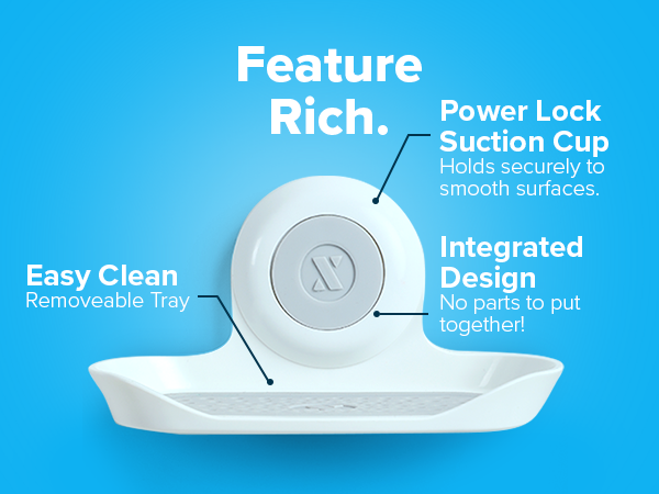 A drawing of our soap saver listing design assets, like power lock suction