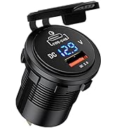 PD Type C USB Car Charger Socket 18W and QC 3.0 USB Quick Charge Socket 12V/24V Car Power Outlet ...