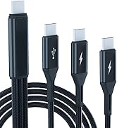 GELRHONR USB C Splitter Cable,USB C Male to 3 Type-C Male Charge Cable,3 in 1 Nylon Braided Charg...