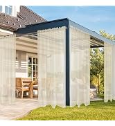 SpaceDresser Outdoor Sheer Curtains for Patio, 4 Panels Waterproof Rod Pocket Indoor Curtain for ...
