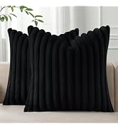 Pallene Faux Fur Plush Throw Pillow Covers 18x18 Set of 2, Luxury Soft Fluffy Striped Decorative ...