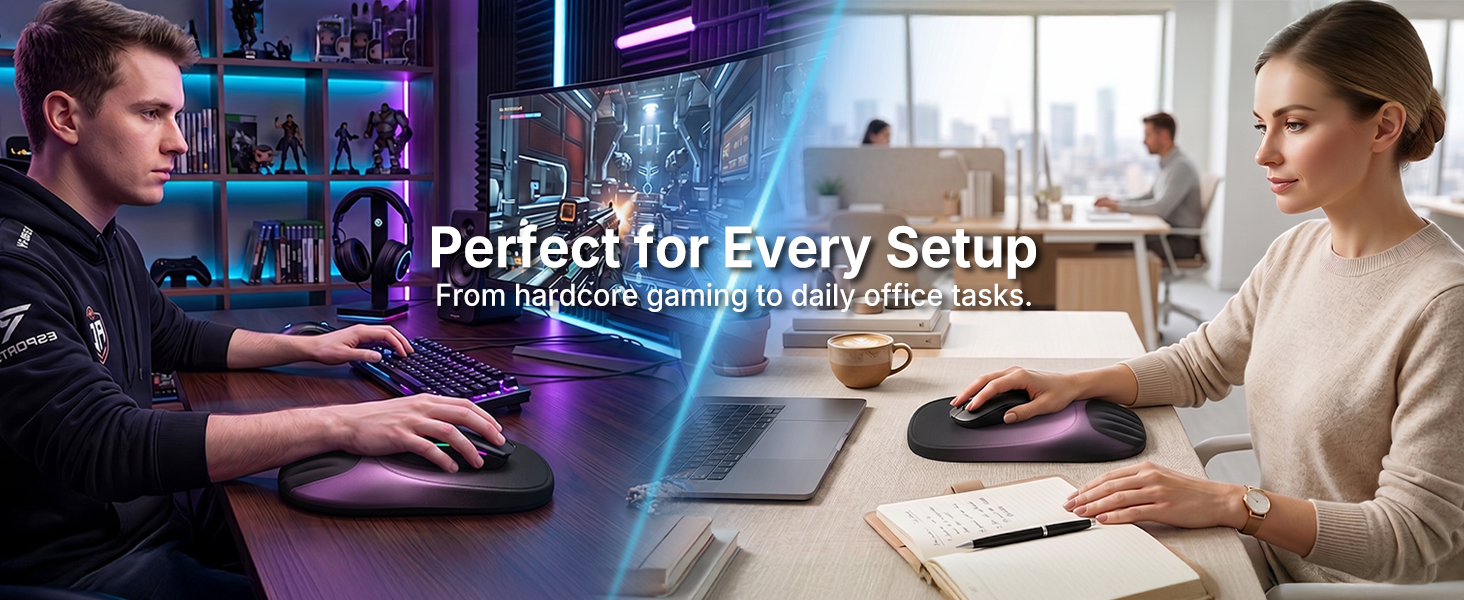black gaming mouse pad daily work ergonomic desk accessories setup