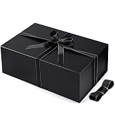 SHOPDAY Gift Box 9.5x7x4 Inches, Black Large Gift Box with Lid, Collapsible Groomsman Box with Co...
