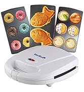 Mini-Donuts Maker, Mini-Pie and Quiche Maker, Taiyaki Maker – NEW 3 in 1 Three Slices Detachable ...
