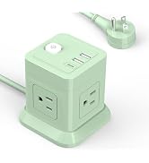 FDTEK Cube Power Strip USB C, 4 Outlets 3 USB 10 FT Extension Cord Green | Long Extension Cord Cu...