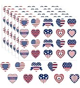 JarThenaAMCS 500Pcs Patriotic Stickers American Flag Heart Shaped Decals Self Adhesive Star Strip...