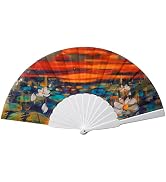 Salutto Hand Fan with Famous Painting Van Gogh & Gustav Klimt & Monet Painted Beautiful Fabric 2