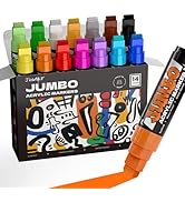 JusArt 14 Colors Jumbo Markers for Posters, 15mm Wide Tip, Thick Acrylic Paint Markers for Rock, ...