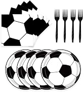 KFJBPB 72 Pcs Soccer Paper Plates and Napkins Party Supplies, Soccer Birthday Party Decorations D...