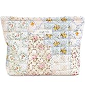 STARDW Cute Cotton Quilted Makeup Bag Cosmetic Bags for Women and Girls,Travel Toiletry Bag Flora...
