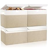 Bagnizer Large 22 Quart Linen Fabric Foldable Storage Bin Cube Organizer Basket with Flip-Top Lid...