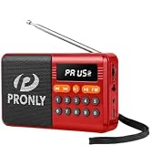 PRONLY FM Radio, Digital FM Radio with Bluetooth, USB-C Rechargeable Small Portable Radio, TF Car...